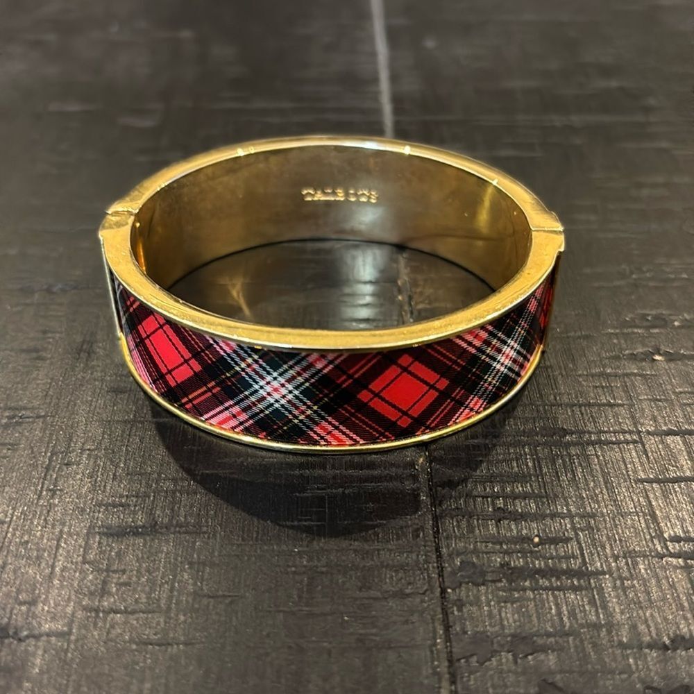 Talbots Hinged Hinge Plaid Gold ToneTARTAN BANGLE Bracelet​
